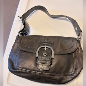 Leather Coach hand bag with silver hardware